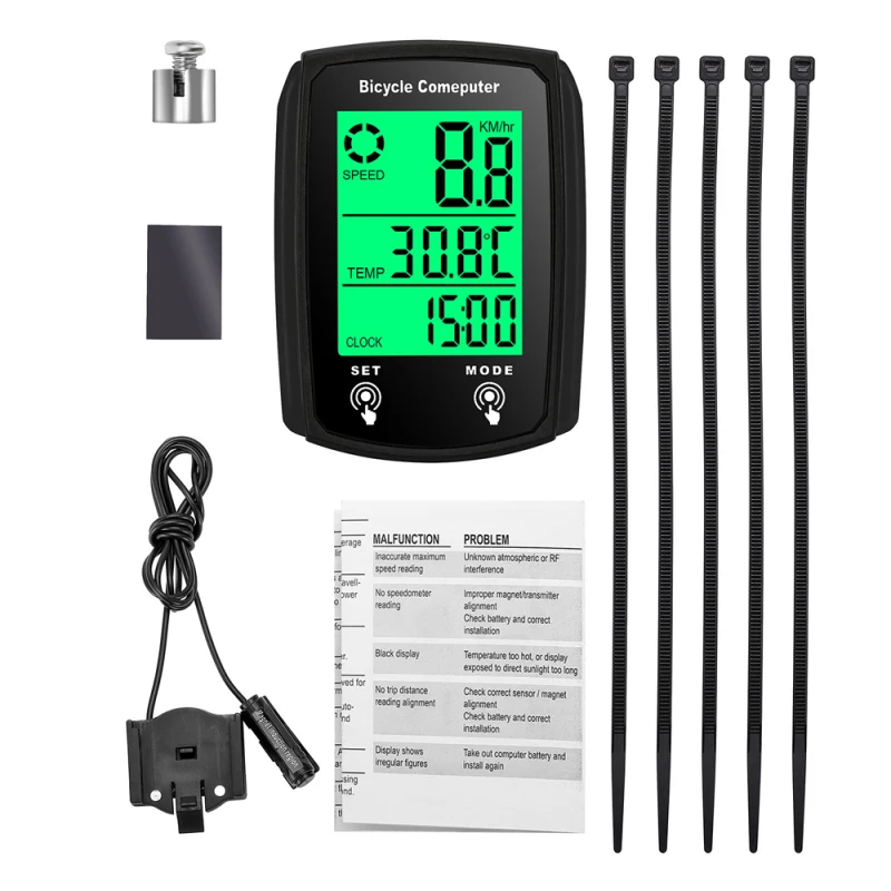 Bicycle Computer LED Digital Wired Cycling Computer Speedometer Touchscreen Bike Speed Odometer with Backlight Bike Accessories