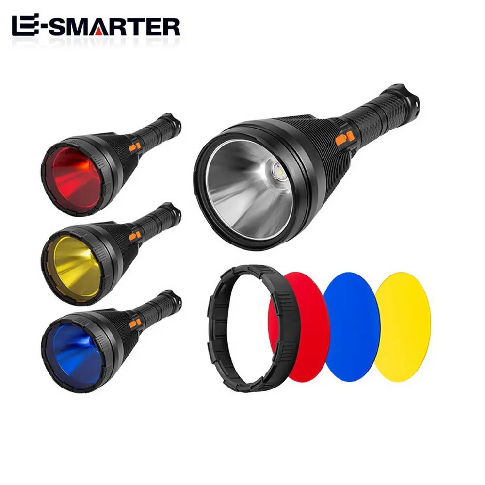 P50 LED Flashlight Replaceable Yellow Blue Red Lenses USB Rechargeable Torch Outdoor Portable Super Bright Long-range Searchligh