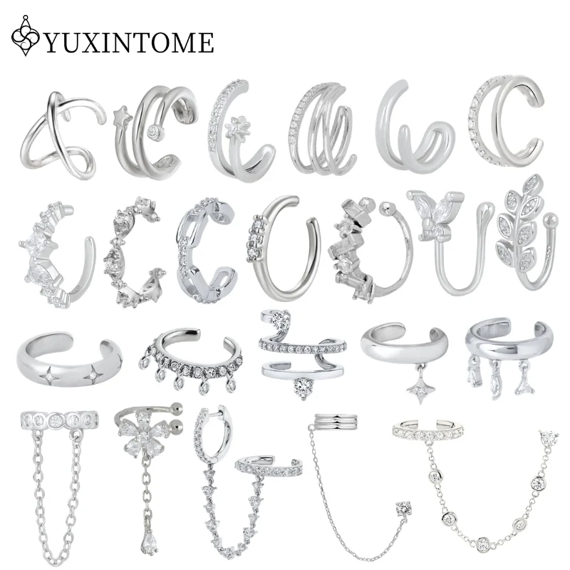 1PCS Punk Style 18/24K Silver-plated Ear Clip Cartilage Non Perforated Trendy Earrings For Men and Women Fashion Jewelry Gifts