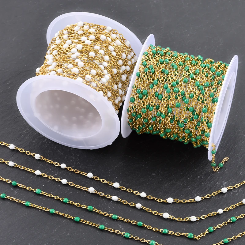 

1Meter Stainless Steel Gold Drip Oil Chain Beads Link Chains for DIY Jewelry Making Supplies Necklace Bracelet Craft Accessories