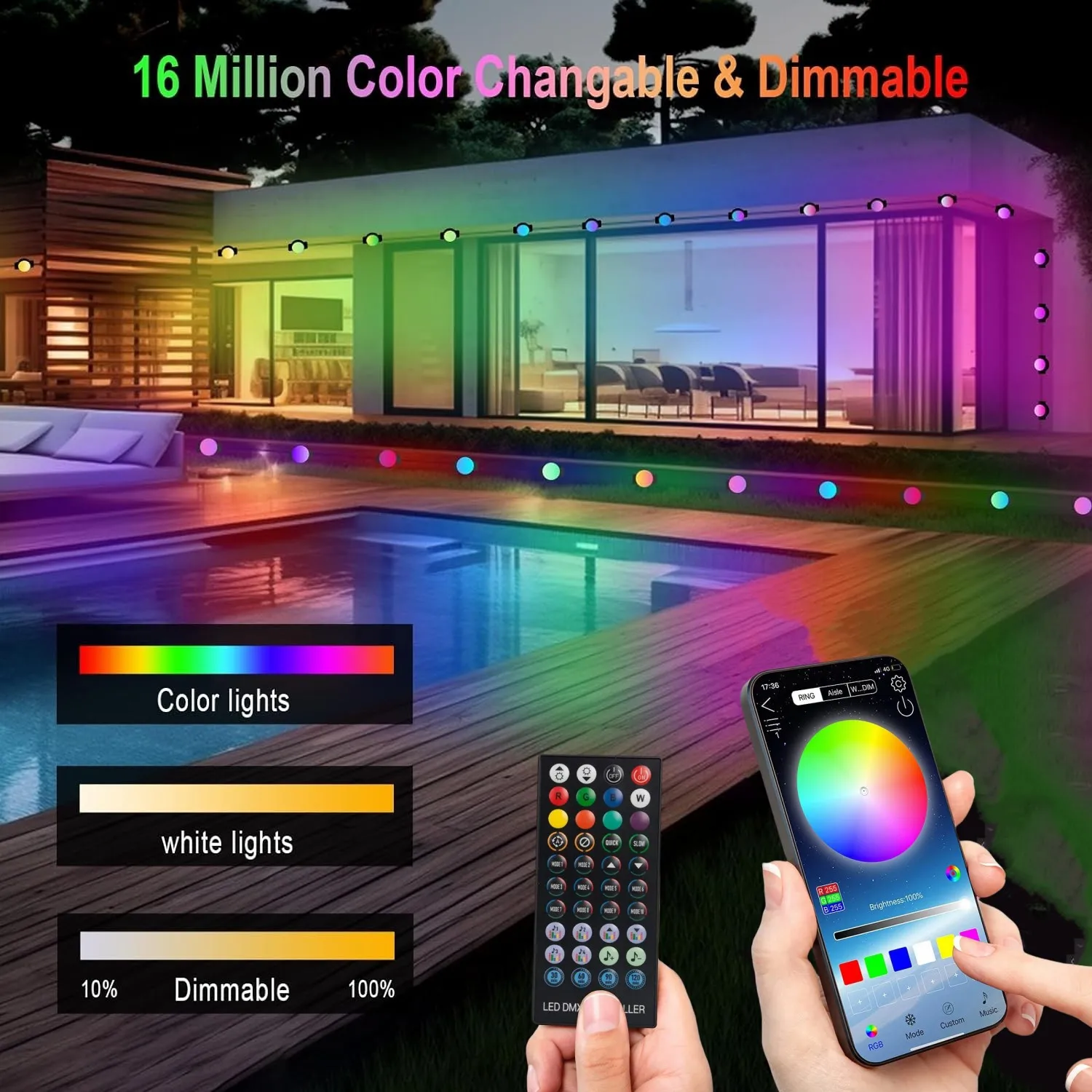 Smart LED Eaves Lights, RGBIC Smart Color Changing, APP+Remote Control Permanent Outdoor Perfect for Christmas, Halloween