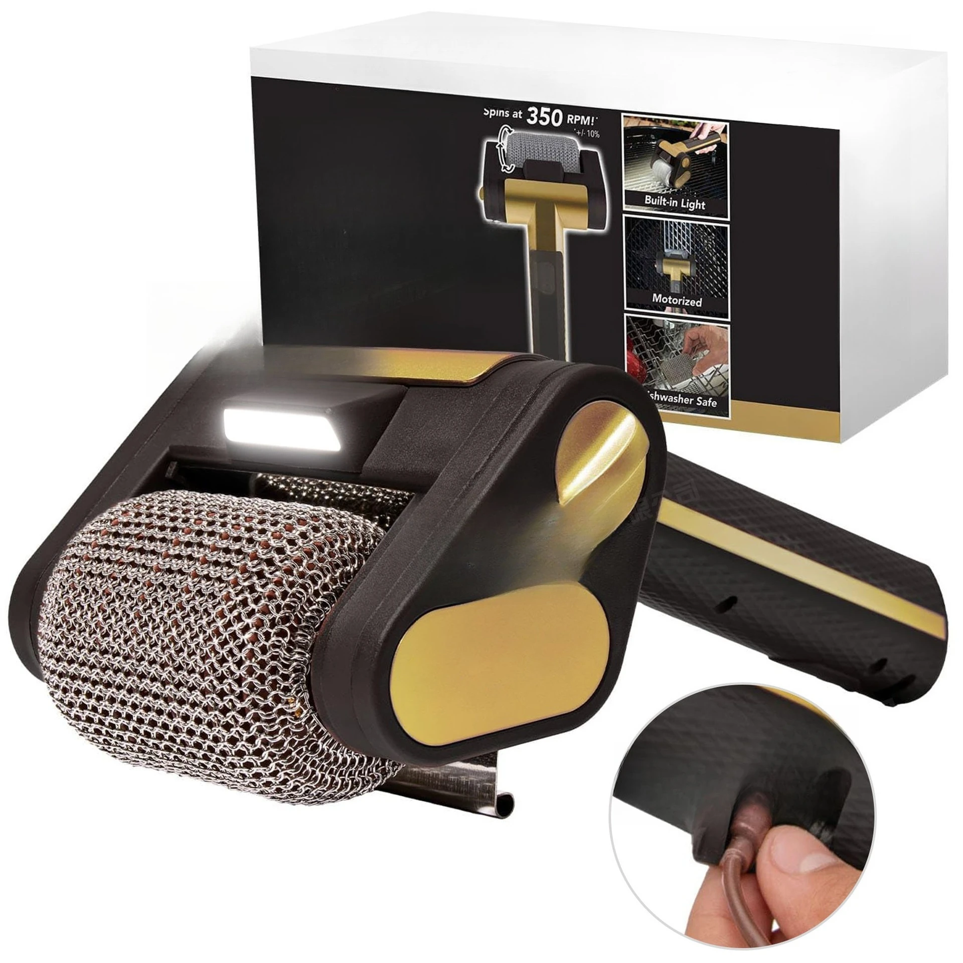 

Stainless Steel, Roller Grill Brush, Brushless Cleaning Food Grade Cleaning