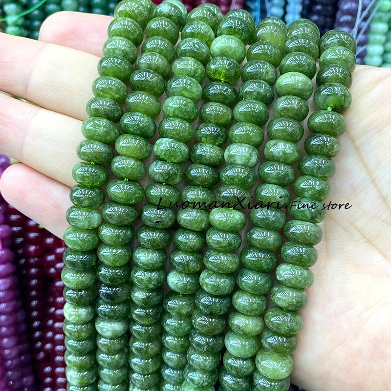 6x10MM Rondelle Natural Stone Colorful Red Blue Yellow Chalcedony Loose Spacer Beads for Jewelry Making DIY Bracelet Accessories