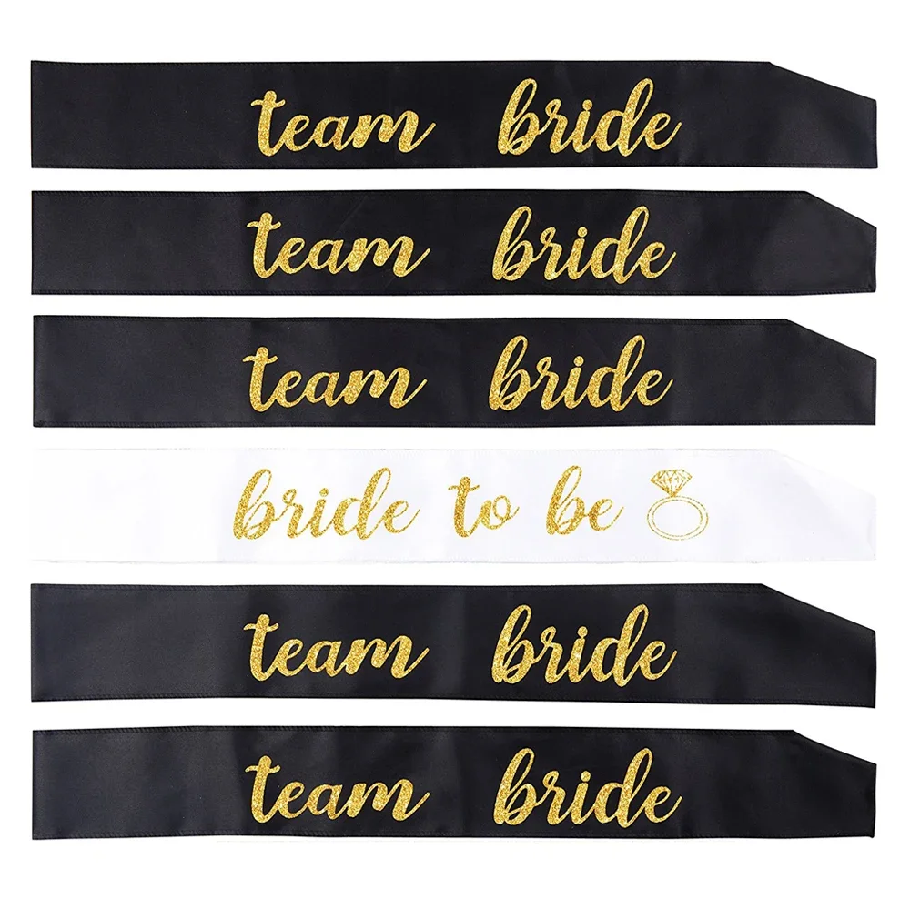 6pcs/lot Bride To Be Sash Team Bride Tribe Sash Wedding Bachelorette Party Sashes Vintage Wedding Bridal Shower Decorations