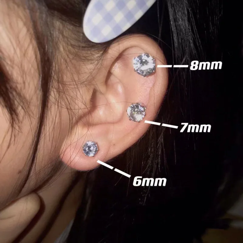 1 Pair White Magnetic Earrings Magnet Ear Clips Men Women Stud Earring Crystal Stone Stud Earring Clip No Piercing Jewelry Gift