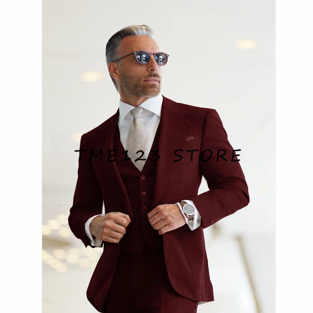 Men's Serge Casual Business Single Breasted Three-Piece Suit Mens Suits Ternos for Men Only Trend Two Piece Mens Formal Wear