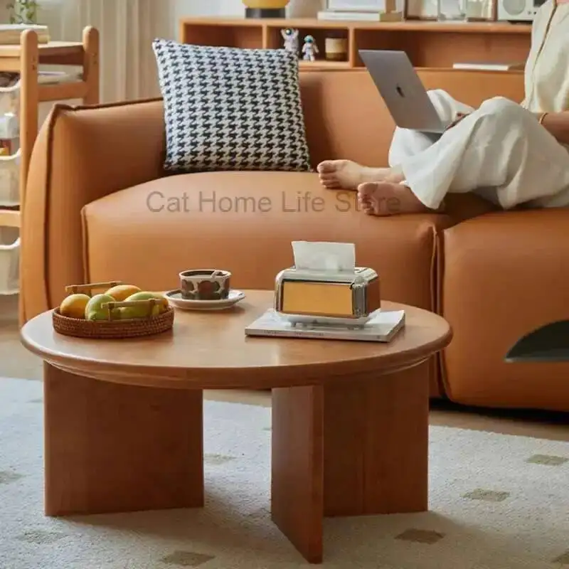 

Dressing Japanese Simple Retro Coffee Low Table Mini Night Dining Wooden Living Room Height Adjustable Desk Round Home Furniture