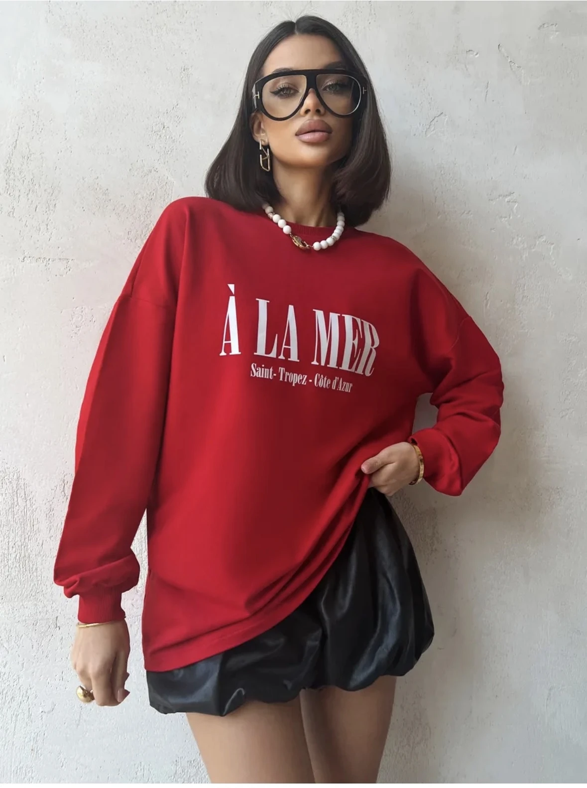 

Модный свободный свитшот с принтом и длинными рукавами, повседневный топ, женская одежда с круглым вырезом, стандартной длины, весенний сезон, женская одежда