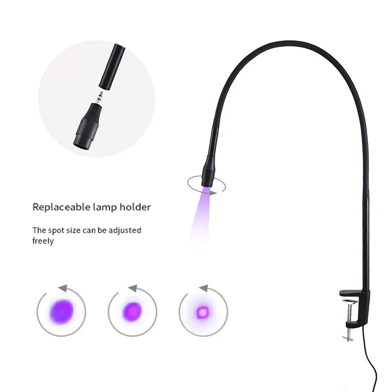 5 واط الأشعة فوق البنفسجية/LED علاج مصباح مع مفتاح سفلي قابل للتعديل التركيز مصباح أرضي تطعيم رمش الغراء التجفيف السريع الضوء الأرجواني الجمال أداة