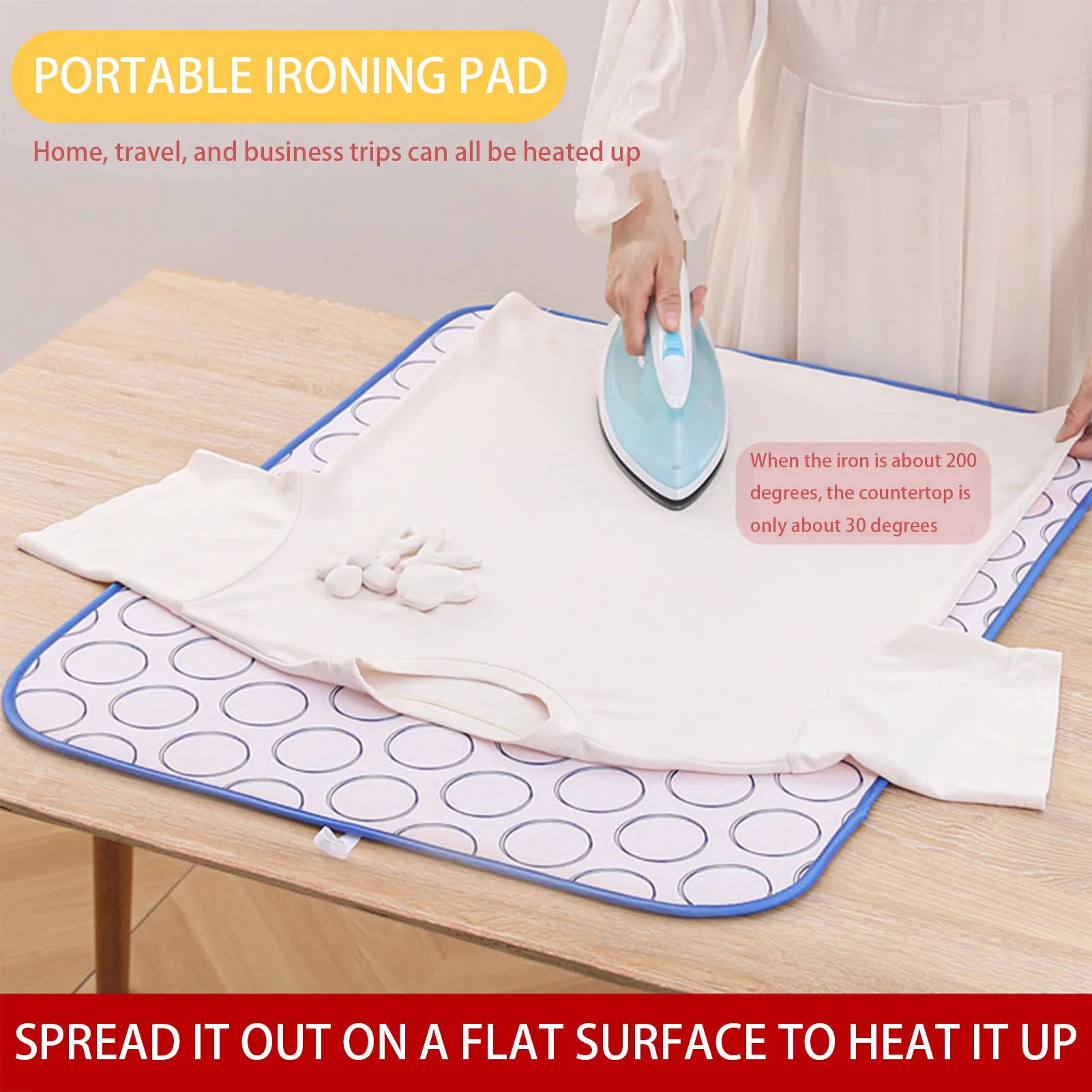 Tabletop Foldable Ironing Mat Scratch Proof Practical Over The Door Steamer Pad Suitable for Various Garments Shirts Pants