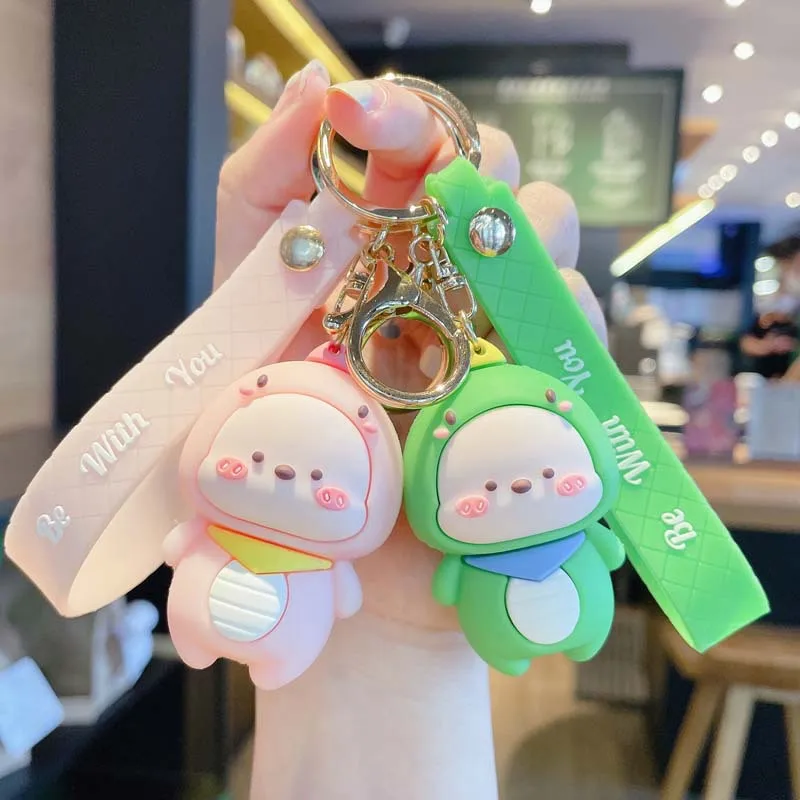 Cartoon Cute Little Dinosaur Baby Keychain Adorable Doll Keyring Car Key Chain Ring Holder Couple Bag Pendant Gifts for Kids