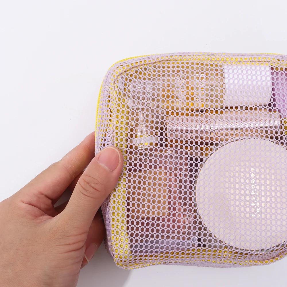 Durable Dopamine Color Storage Bag Large Capacity Candy Color Mesh Cosmetic Bag Toiletry Coin Purse