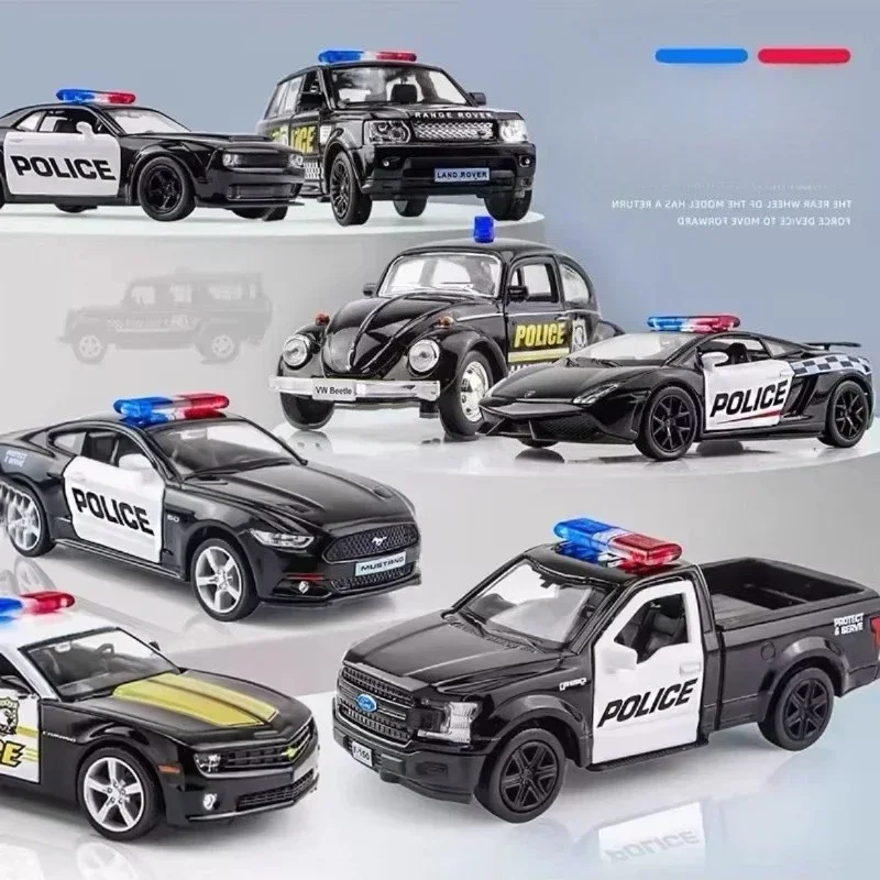 1:36 Mustang F150 AMG GTS Dodge Camaro  Land Rover Police Car Serie Alloy Rebound Car Model Collectible Gift