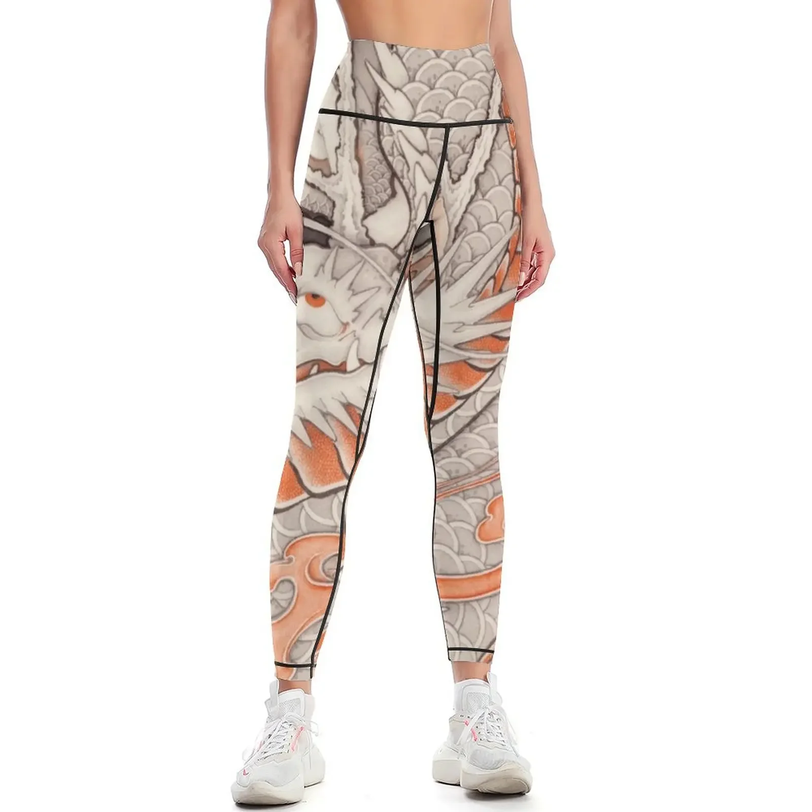 

Japanese tattoo typhoon dragon Leggings sports for gym gym wear Sports female leggins push up woman Womens Leggings