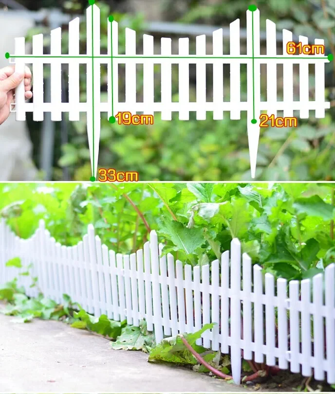 

5PCS Plastic Garden Fence Easy Assemble White European Style Insert Ground Type Plastic Fences for Garden Countryyard Decor