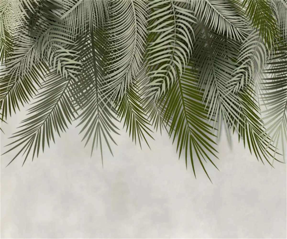 

Индивидуальные фотообои: настенные росписи в скандинавском стиле с тропическими растениями, серые и разноцветные обои с пальмовыми и банановыми листьями.