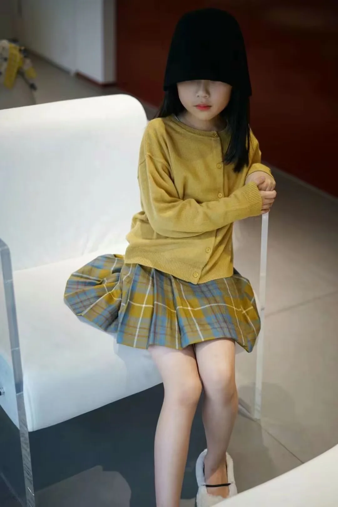 2024 AW Kids 100% wool Sweaters for girls cute knit Cardigan and skirts clothing sets young girls