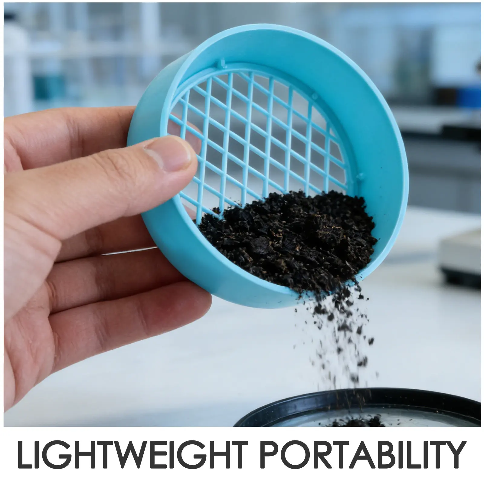 5Sets Laboratory Sieves Plastic Soil Test Sieve Stackable Fine Mesh Strainer Lab Science Supplies School Experiment Garden