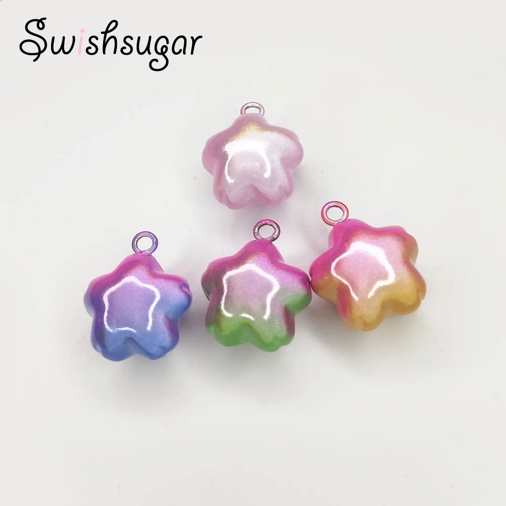 4Colors Close Sakura Jingle Bells Gradient Colorful Good Luck Charms Necklace Pendant Accessories Jewelry Craft Findings