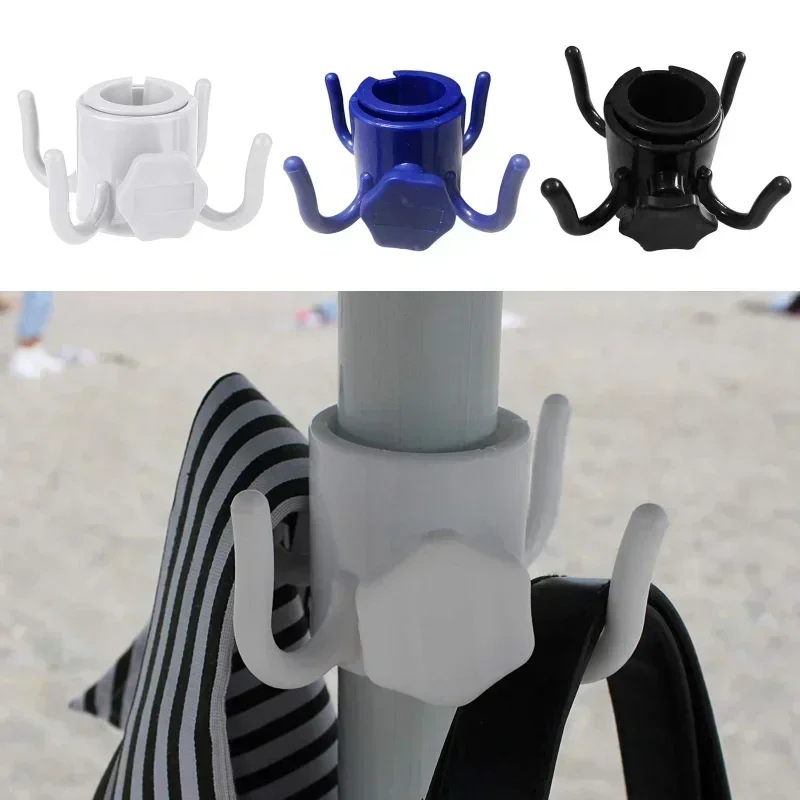 Durable Beach Umbrella Hanging Hook 4 Prongs Screw Lock ABS Towels Camera Bags Clothes Hanger Camping Holder Trip Clip