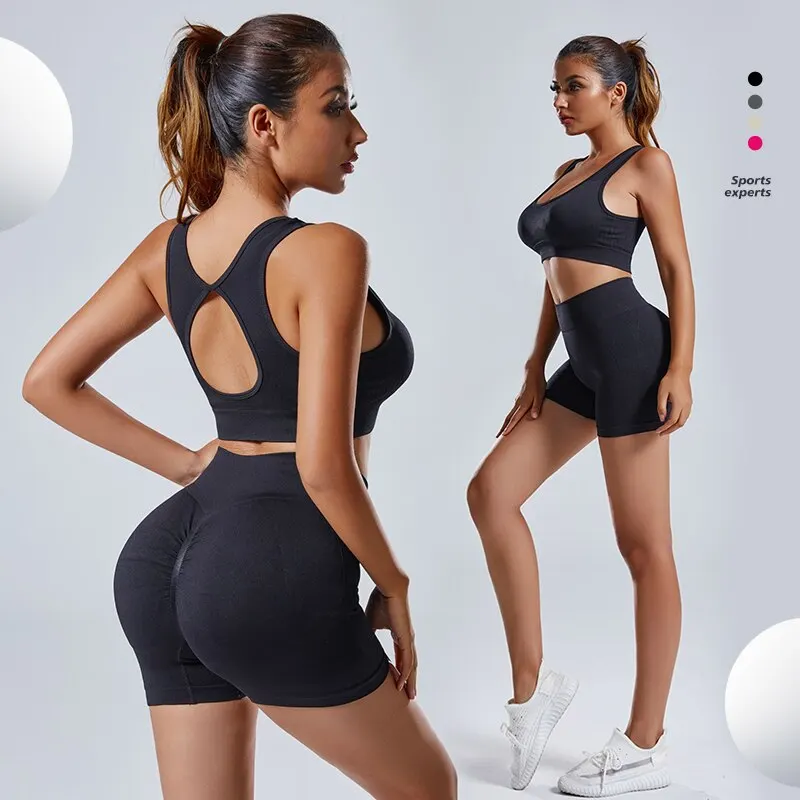 

Workout Outfits for Women Acid Wash High Waist Butt Lifting Shorts Crop Top Exercise Set corset bodysuit lenceria sexy caliente