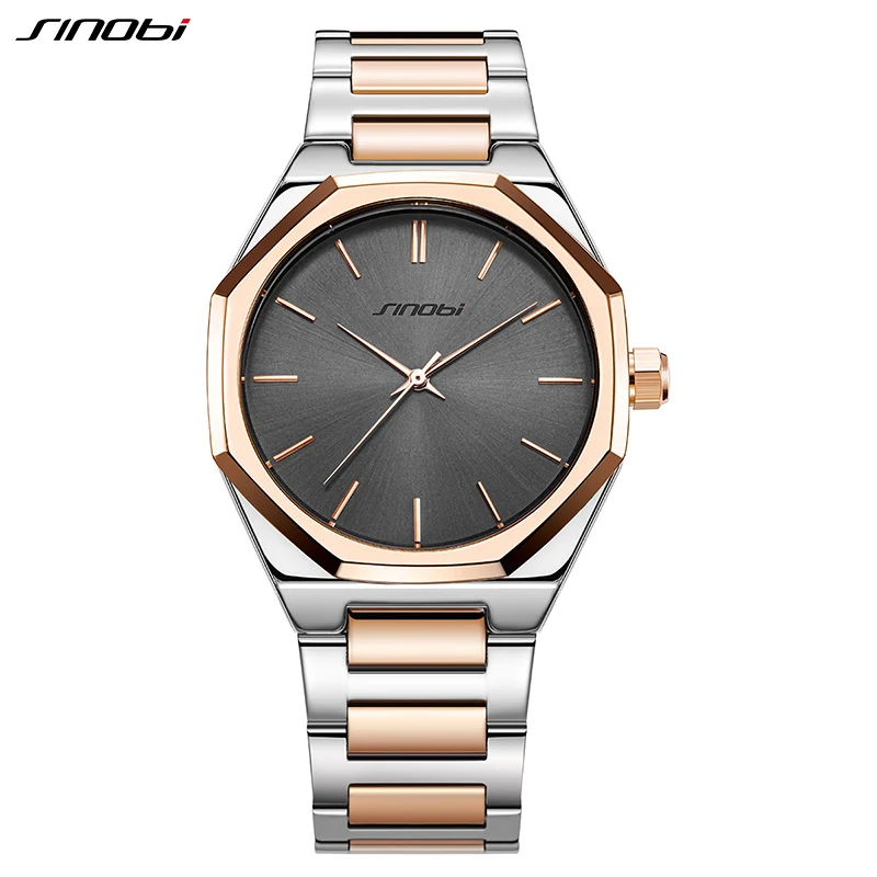 SINOBI Top Luxury Men\'s Rose Golden Watches Fashion Business Man\'s Quartz Wristwatches Original Stainless Steel Montre Homme