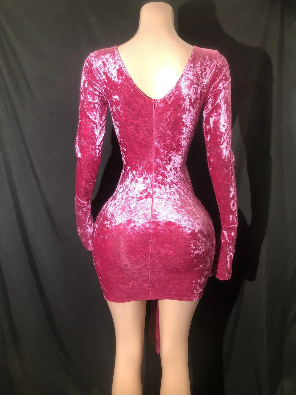 New Sparkly Rhinestones Velvet Evening Prom Celebrate Birthday Dress Sexy Hollow Short Dress Singer Show Performance Stage Wear