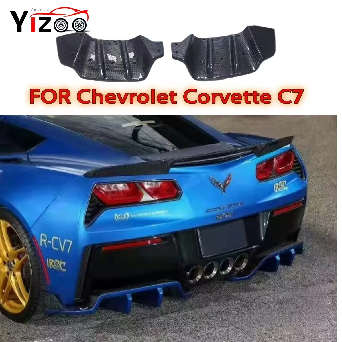 Car Rear Bumper Diffuser For Chevy corvette C7 Z06 2014-2019 Carbon Fiber Rear Lip Splitter Kerist Style Accessories Body Kit