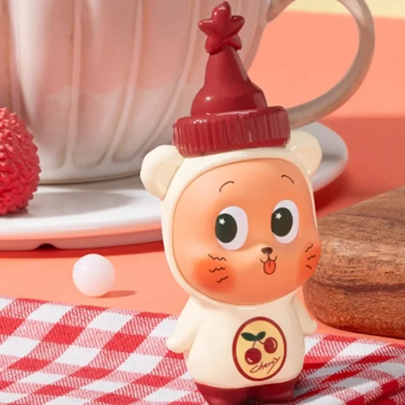 POPMART Star People Bubble Milk Tea y cereza té helado estatuilla caja ciega conjunto de regalo con tarjeta colgante juguete de vacaciones coleccionable