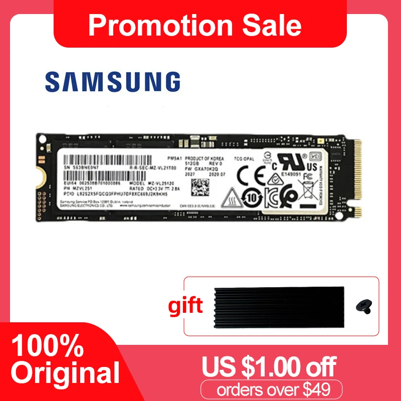 SAMSUNG SSD M.2 2280 PM9A1 256GB 512GB NVMe M.2 NVMe PCIe4.0 for