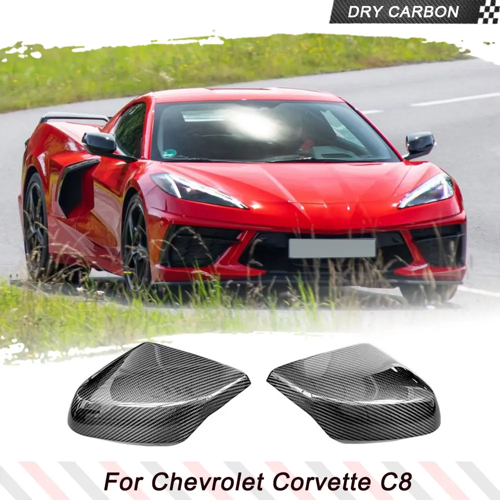 For Chevrolet Corvette C8 Stingray 2020UP Dry Carbon Mirror Cover Caps Add ON Style Real Carbon Side C8 Mirror Shell Car Kits