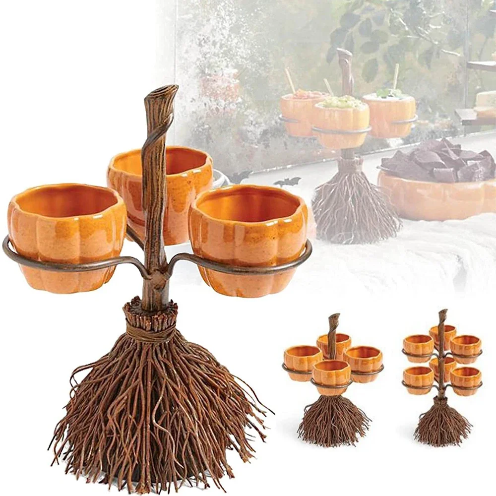 

Halloween Pumpkin Snack Plates Rack Witch Bowl Dessert Fruit Dishes Party Buffet Display Tray For Food Plates Decoration