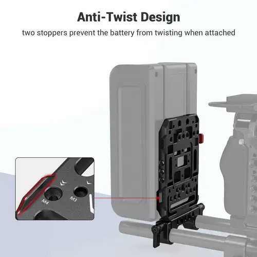 Imagen 2 del producto Placa de batería de montaje en V SmallRig, placa de batería de montaje en V con abrazadera de varilla doble de 15mm para placas de batería de fuente de alimentación de cámara-3016