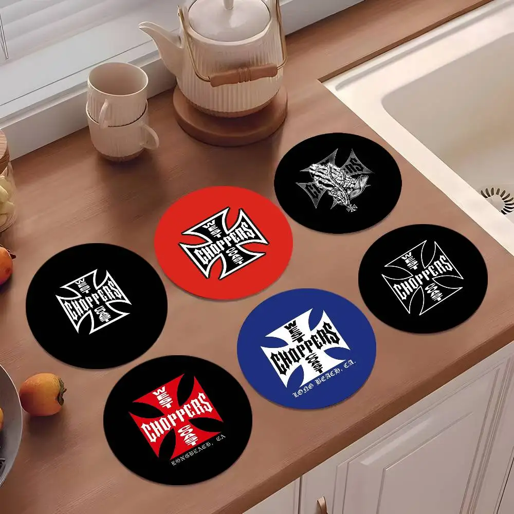 West Coast Choppers Coasters 10cm Round Wooden Suitable For Drinks Tea Coffee Home Gift Choice Holidays