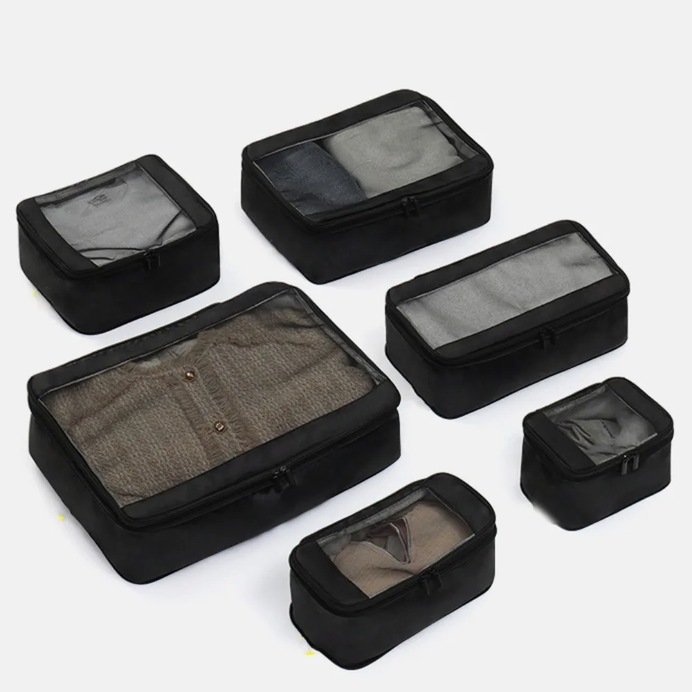 

4/6pcs Portable Travel Storage Bag Set Foldable Transparent Suitcase Pouch Multi-purpose Compression Clothes Sorting Bag