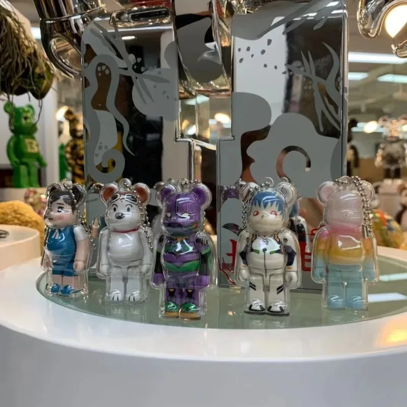 حافظة واقية لـ Bearbrickly 100% شفافة بنة الدب المفاتيح الدب الطوب مفتاح سلسلة حقيبة قلادة عرض