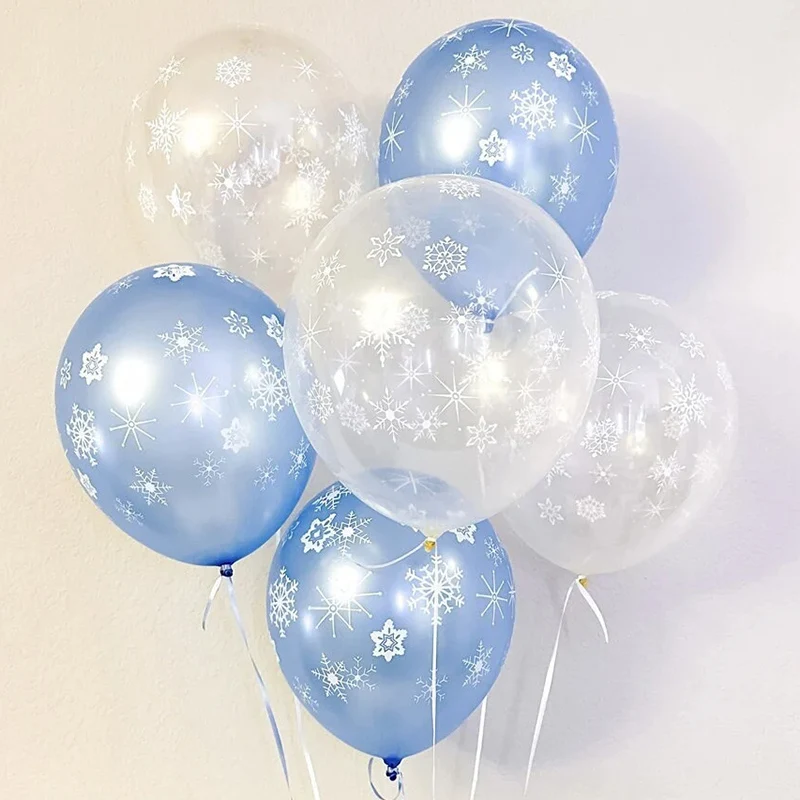 

Christmas Decorations Snowflake Latex Balloon White and Blue Winter Wonderland Ice Snow Party Supplies Christmas Birthday Decor