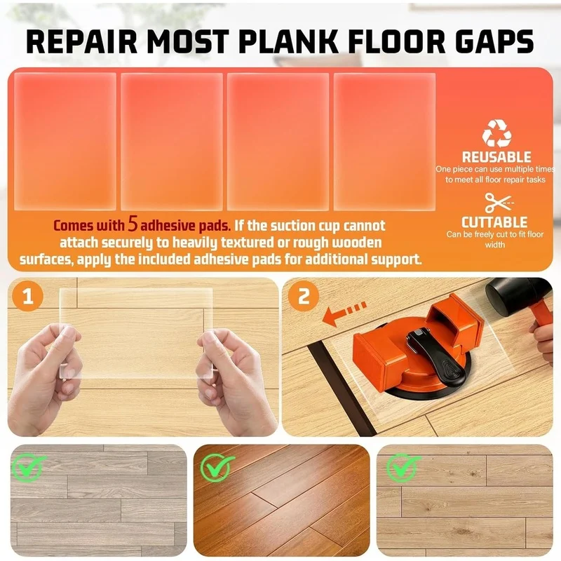 SHGO Heavy Duty Floor for Gap Repair Tool, Suction Cup Fixer for Laminate Vinyl Plank Flooring, 160lbs Strong Suction with Pads