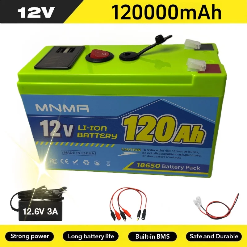 

12V 120Ah LiFePO4 Deep Cycle Battery, 4000+Cycles Lithium Iron Phosphate Rechargeable Battery for Lighting, Built-in BMS
