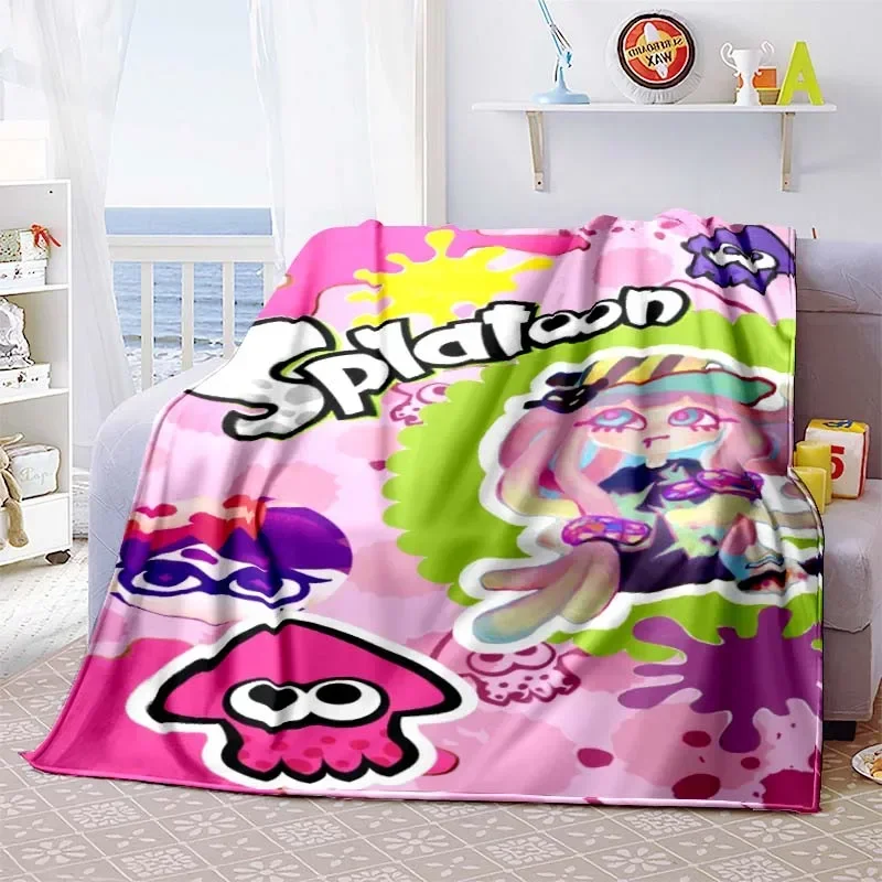 3D Game, Splatoon, Fashion Cute Cartoon Soft Plush Blanket, Flannel Blanket Game Player Bedroom Bed Sofa Nap  Blanket grinch