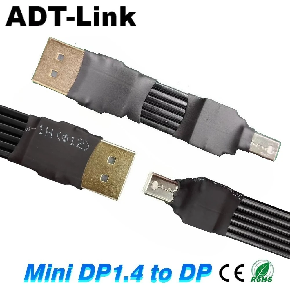 

Стандартный удлинительный кабель DP-Mini DP, колено 90, угловой мини-дисплейPort V1.4 1,2, экранированный дисплей, повторный драйвер, плоский ленточный кабель IC