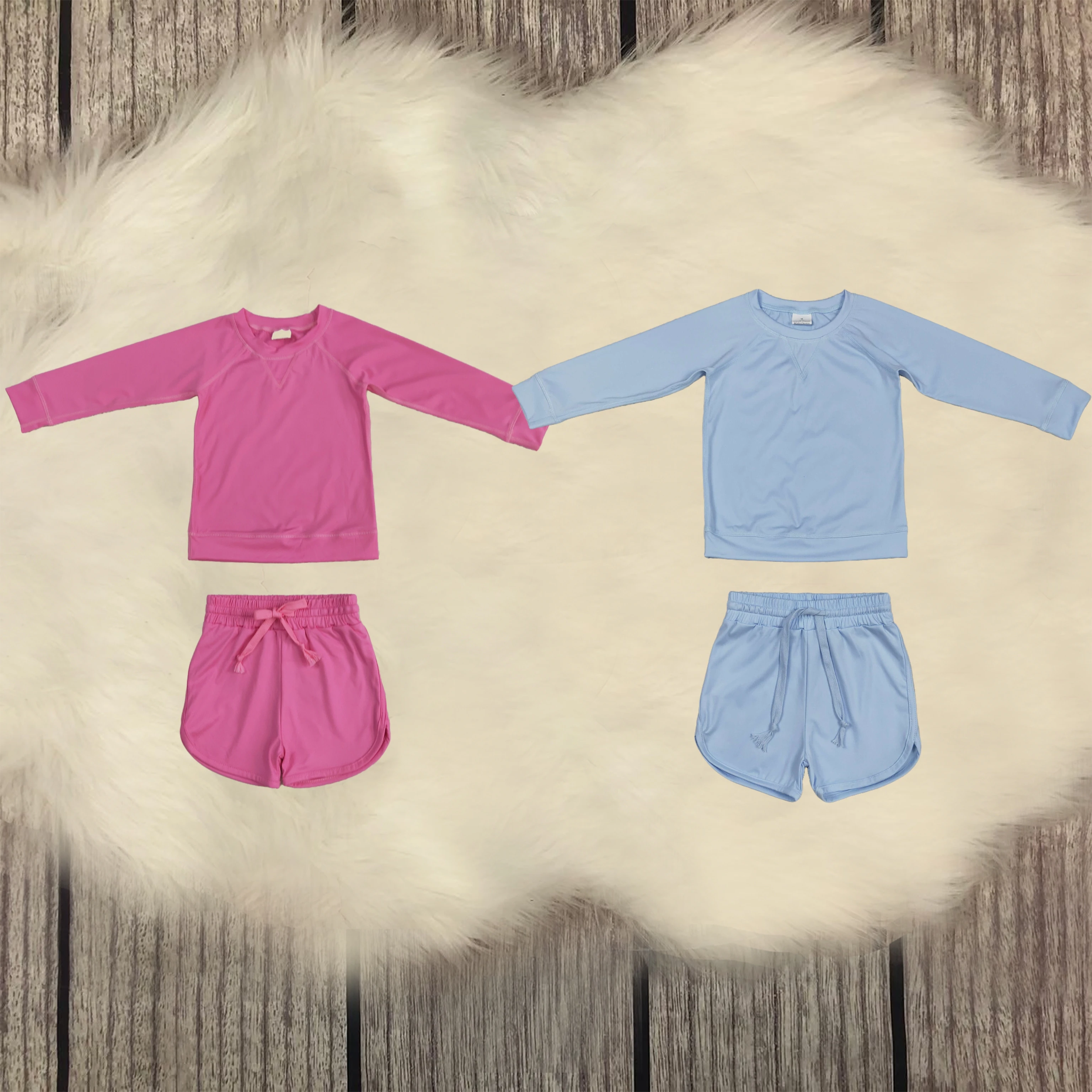 

Wholesale Baby Girls Blue Long Sleeves Top Shirt Short Yoga Sets Floral Outfit Toddler Skirt Skorts Children Kids Clothes