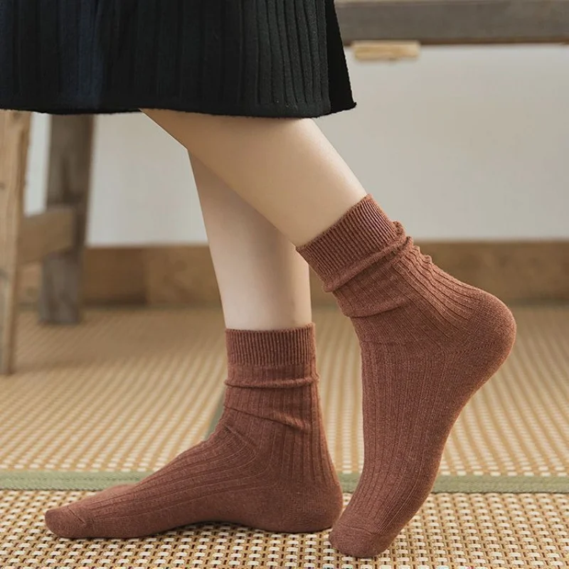 Women Mid Calf Socks Korean Style Solid Color Cotton Slouch Socks for Jk School Uniform Spring Autumn Fashion EU Sizes 35-40 image 6