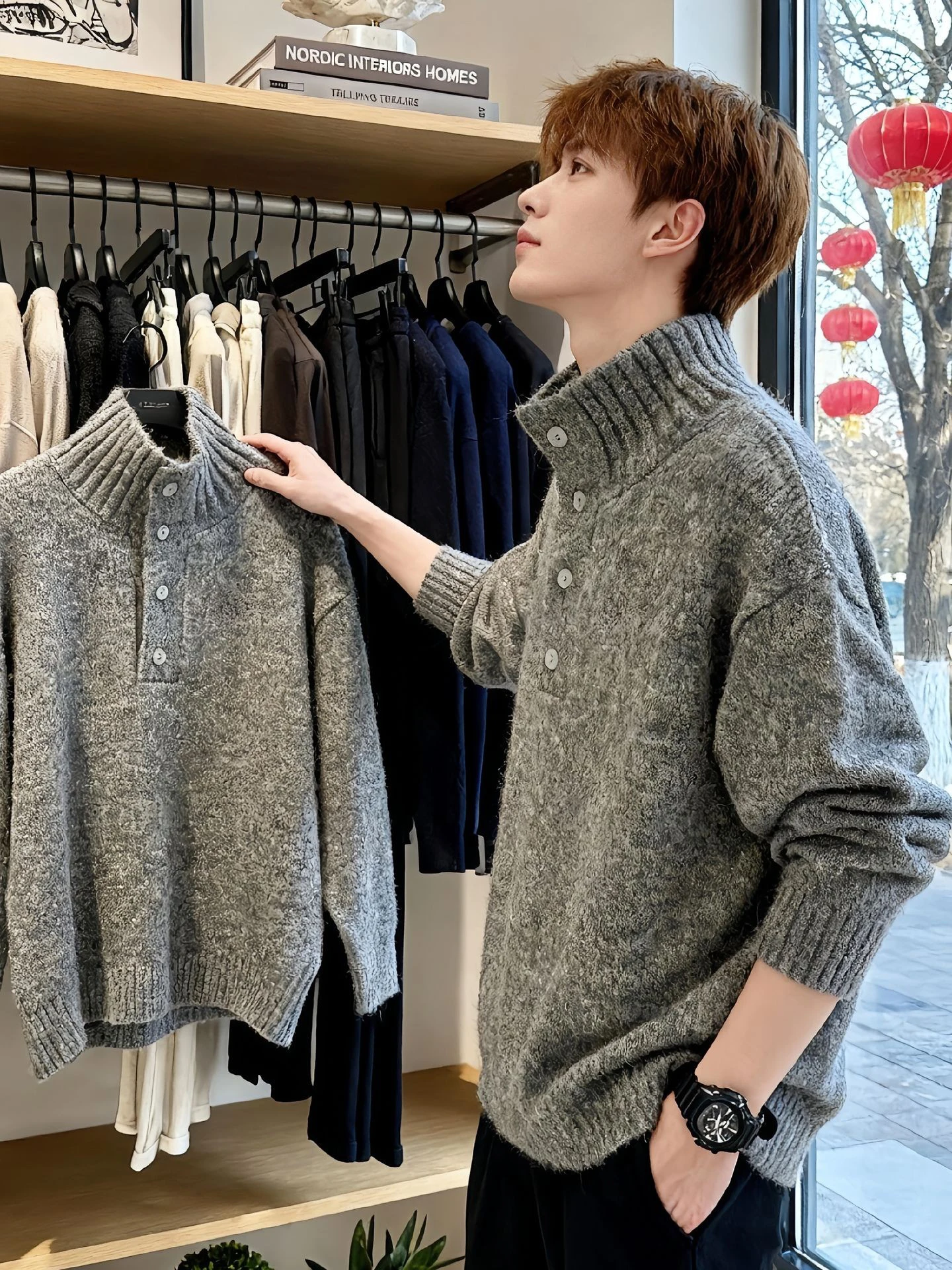 

Мужской свитер с высоким воротником Deep Ey American, утепленный, для зимы, базовый слой, трикотажная кофта для мужчин