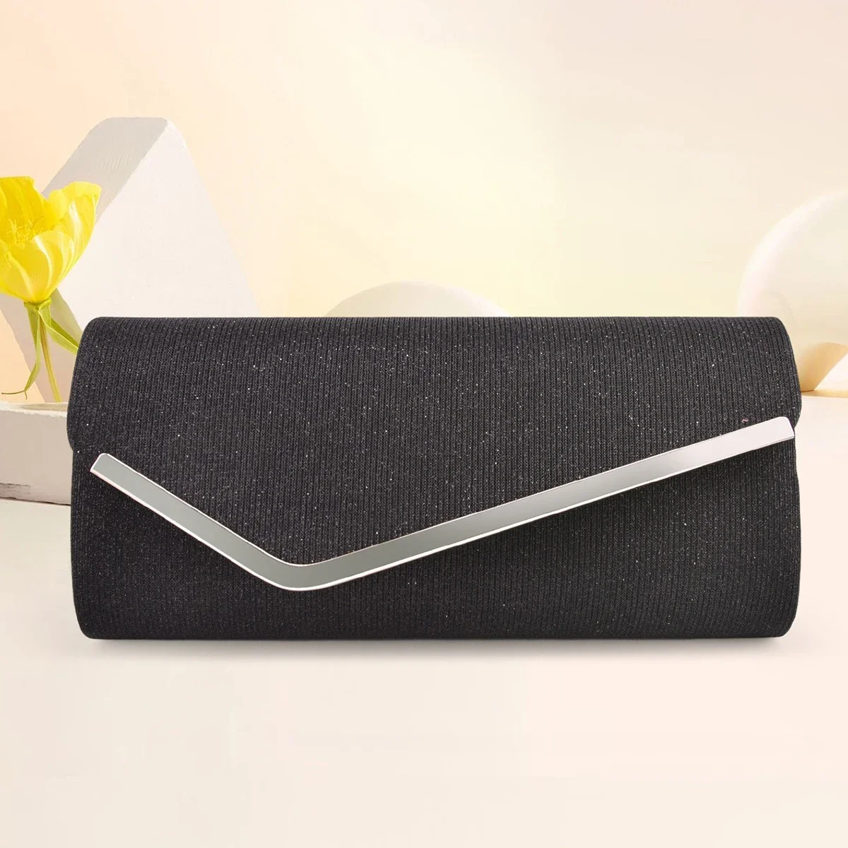 Modische Clutch-Tasche, Neue Vielseitige Kosmetiktasche für Damen-Hochzeiten, Rundbodige Metall-Klapptasche für Abendveranstaltungen – Detail 3