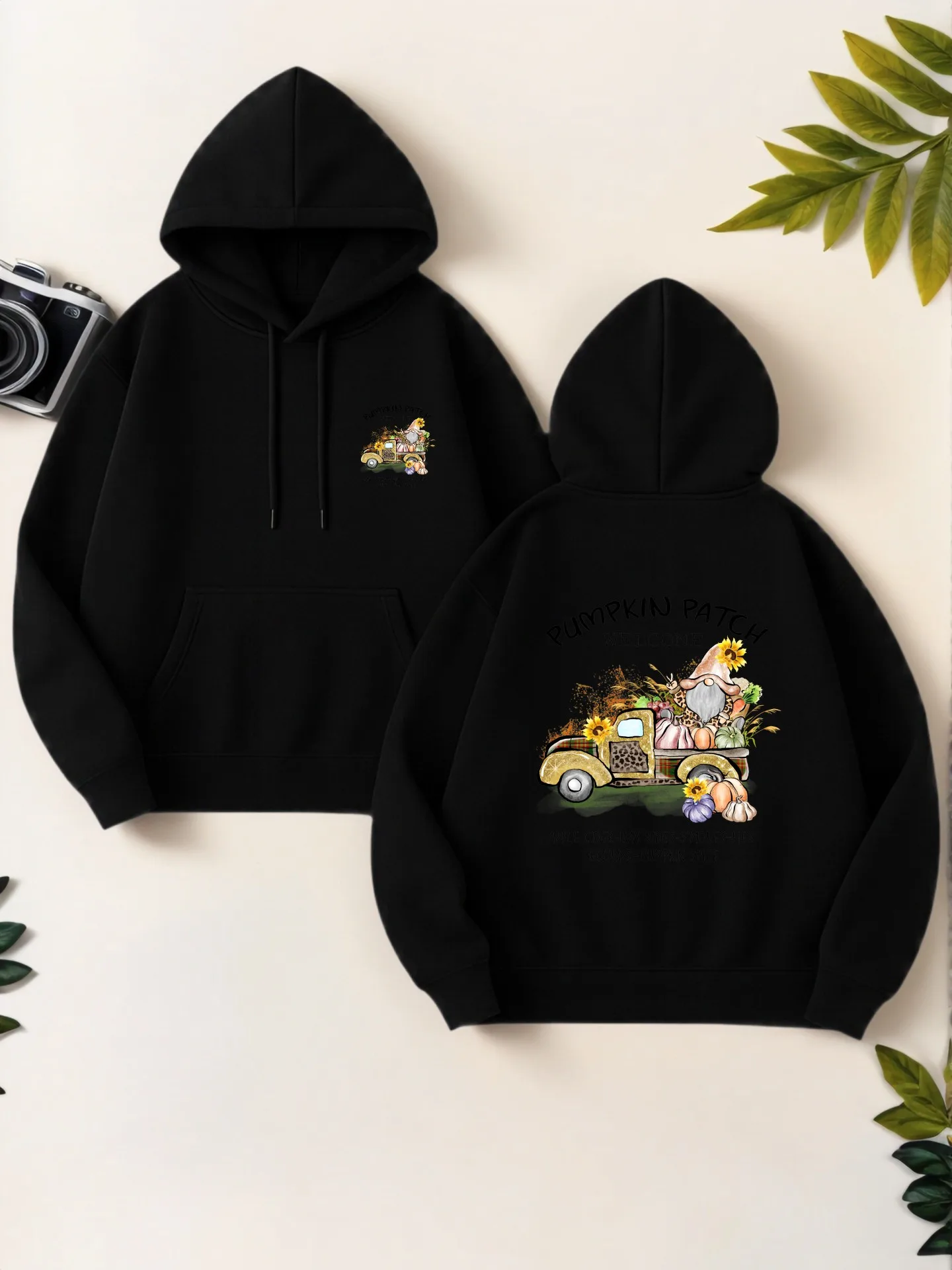 เสื้อฮู้ดลายกราฟิกผู้หญิง พิมพ์ลายฟักทอง สไตล์วินเทจ ผ้านุ่ม ชุดฤดูใบไม้ร่วงสำหรับผู้หญิง สำหรับวัยรุ่น