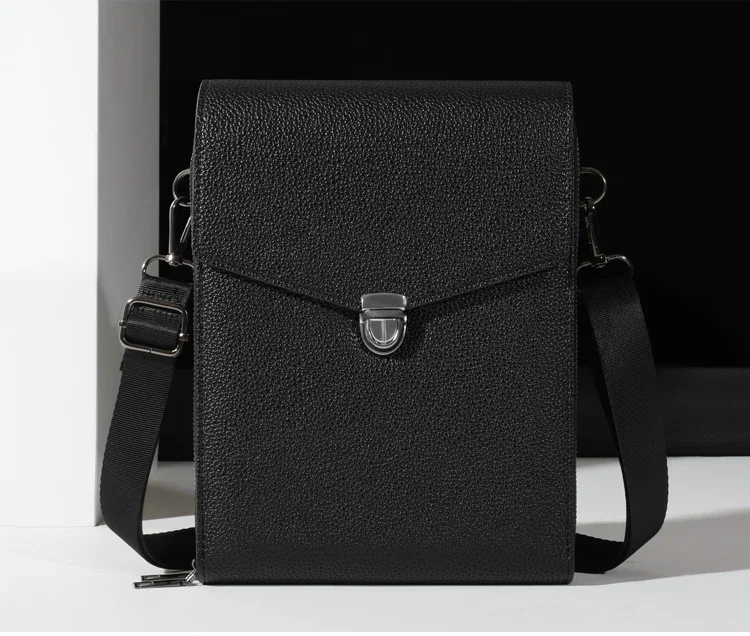 Doppellagige Umhängetasche, neutrale Business-Geldtasche, Umhängetasche aus PU-Leder – Detail 1