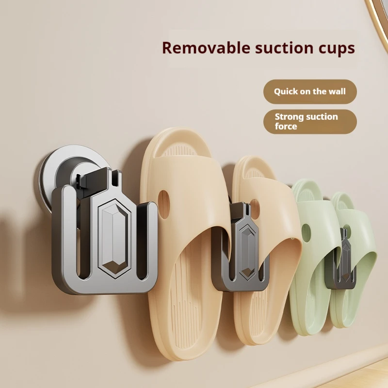 1-3pcs Stainless Steel Wall Mount Punching-Free Slipper Rack,Shoe Storage Shelf,Foldable Slipper Rack,Utility Bathroom Hooks