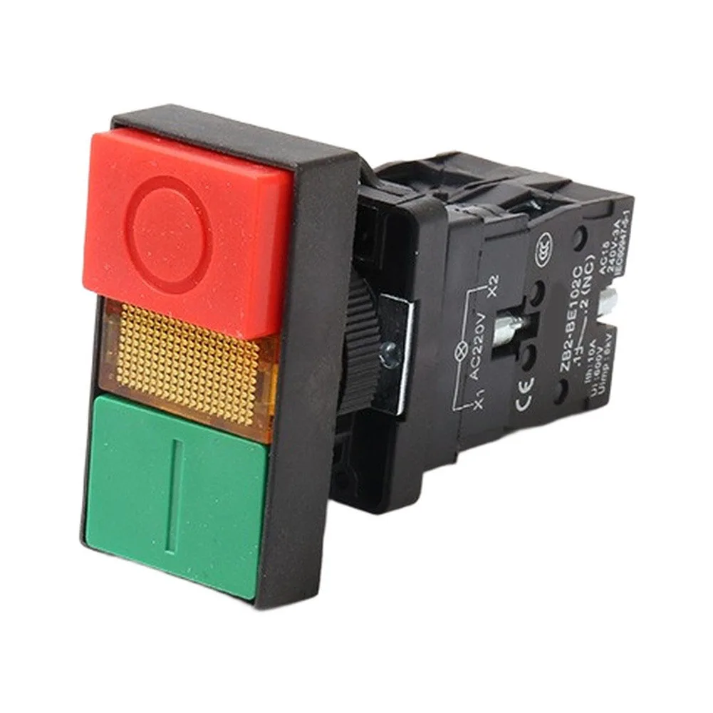 Dual Head Push Button Switch with Green Red Buttons and Indicator Lamp for Electrical Control Applications AC 660V DC 400V