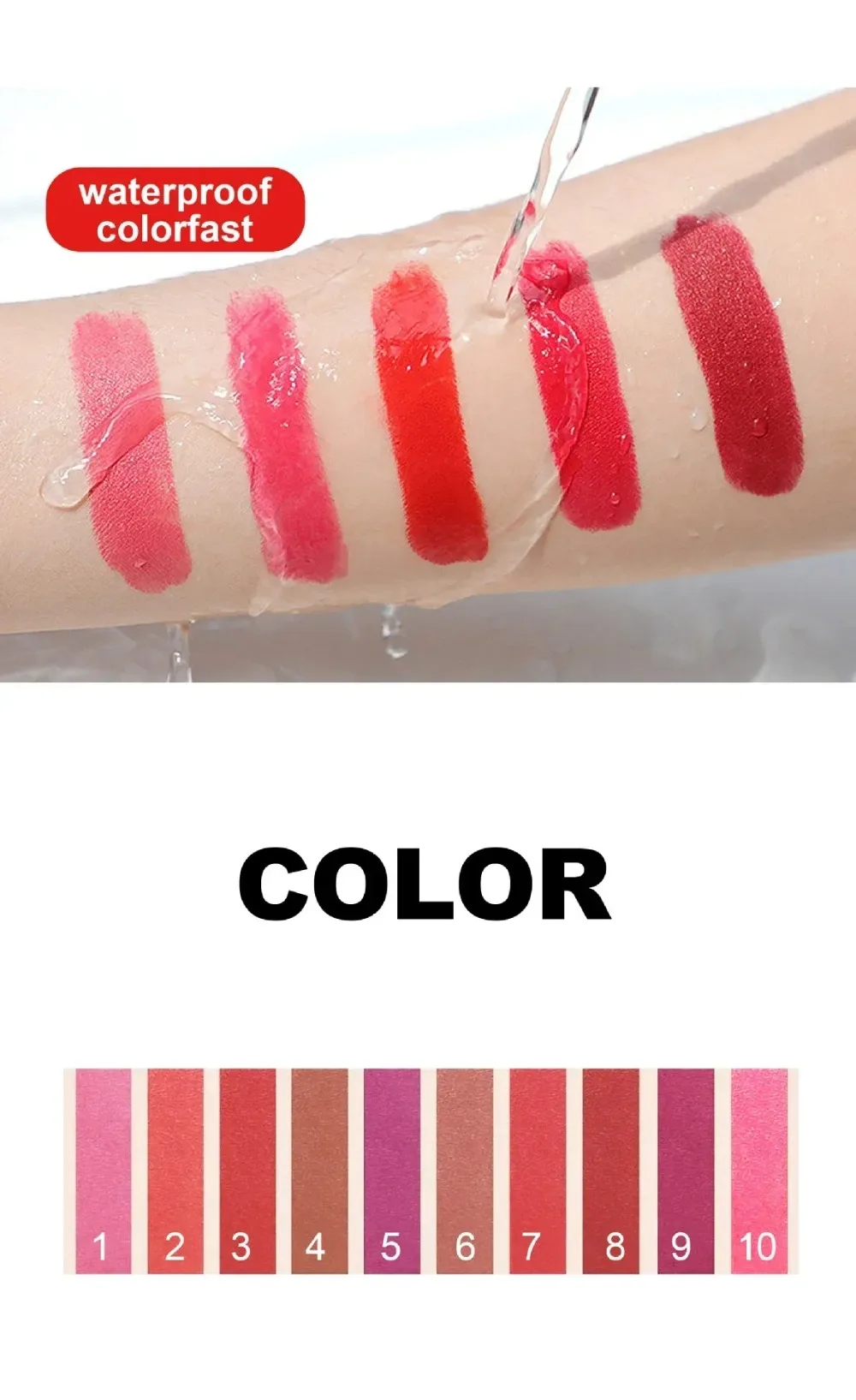 10Colors Lipstick Matte Waterproof Velvet Pigment Rouge Waterproof Long Lasting Lips Professional Cosmetics Beauty Nude Red Pink